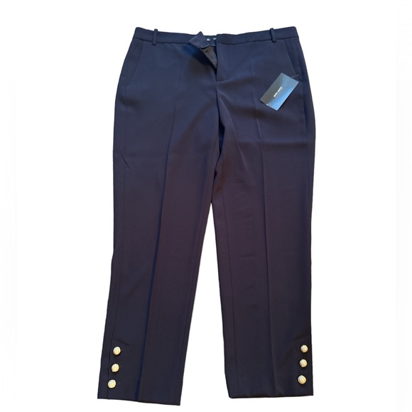 ✨BNWT✨ Zara Pearl button detail navy pants size L - Picture 1 of 7